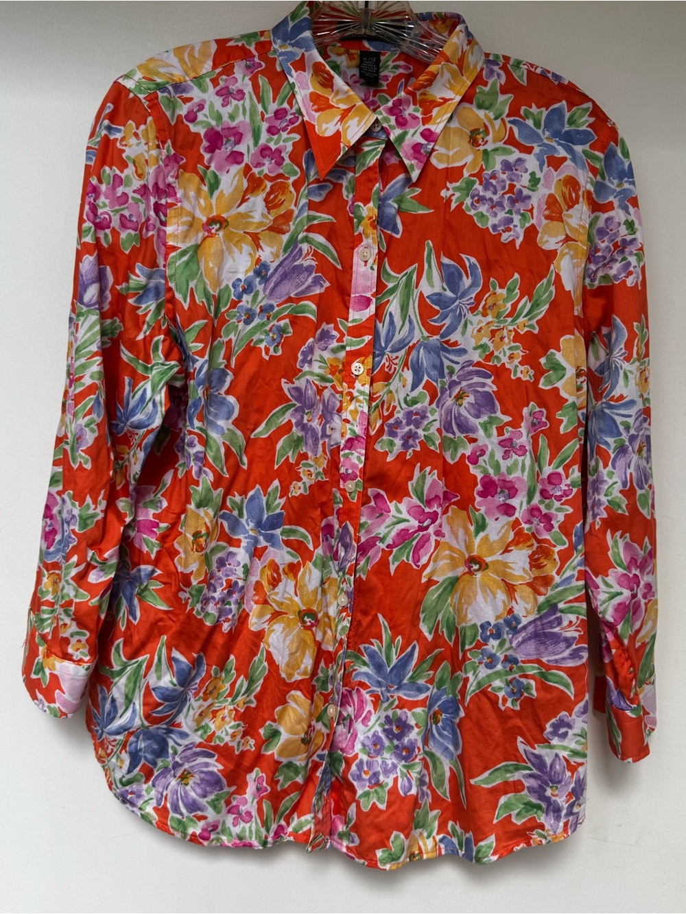 Floral Button-Up Shirt - Vibrant Orange Lauren Ralph Lauren